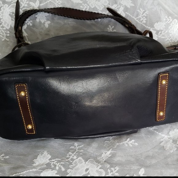 Dooney & Bourke Black Leather Shoulder Bag with Gold Accents - Picture 3 of 11